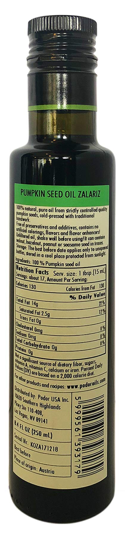 PÖDÖR Pumpkin Seed Oil - Cold-Pressed, 100% Natural, Vegan - 8.4 fl. oz - Glass Bottle