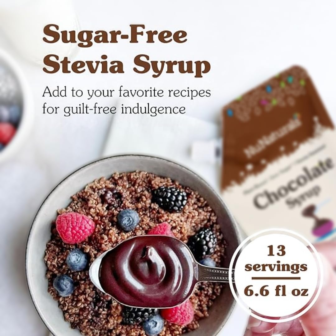 NuNaturals Stevia Syrup, Sugar-Free Chocolate Sweetener, 6.6 Fl Oz (Pack of 3)