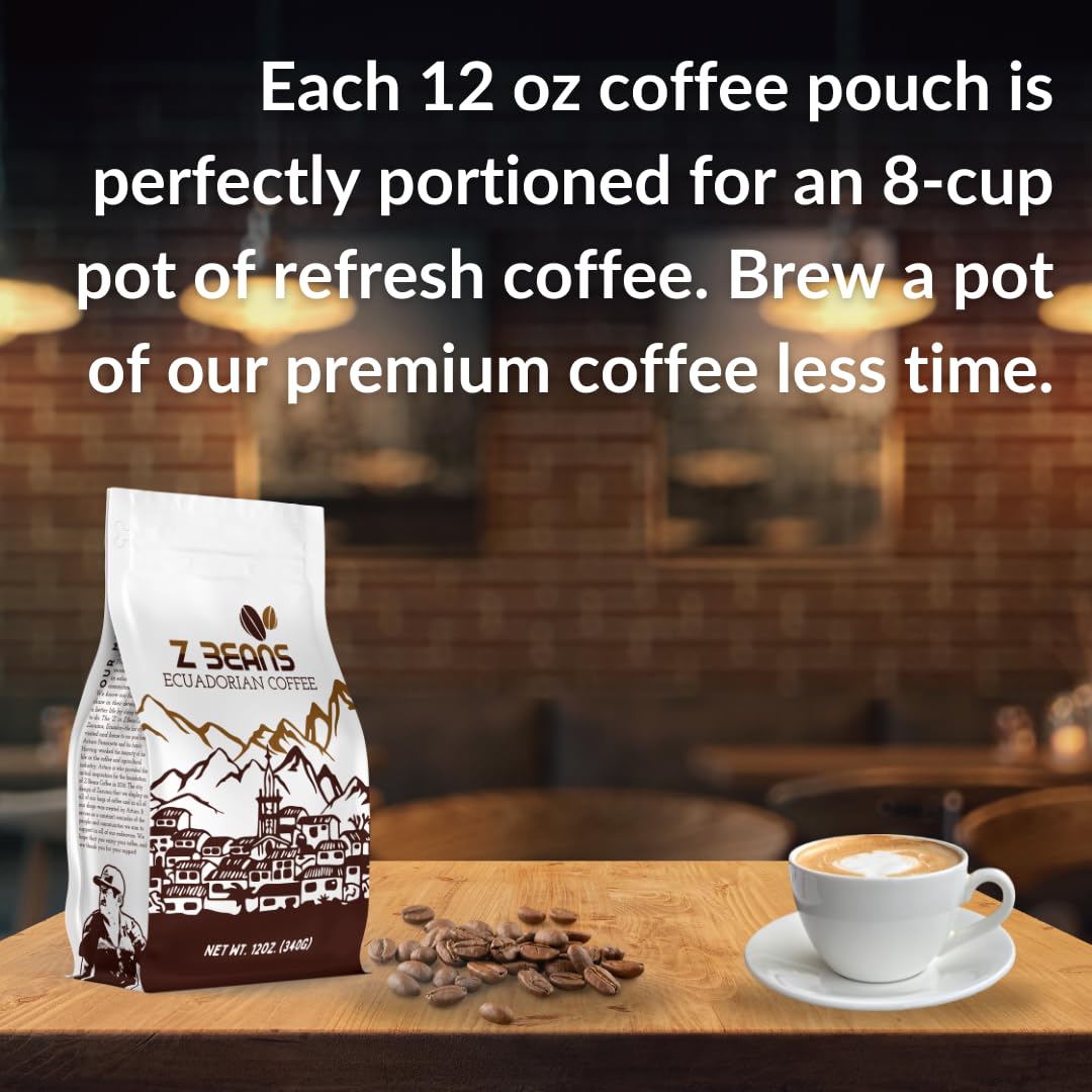 Z Beans Coffee Arabica Whole Bean Dark Roast Coffee, 12 OZ, Non-GMO, Low Acidity, Rich Flavor with Citrus and Chocolate Notes