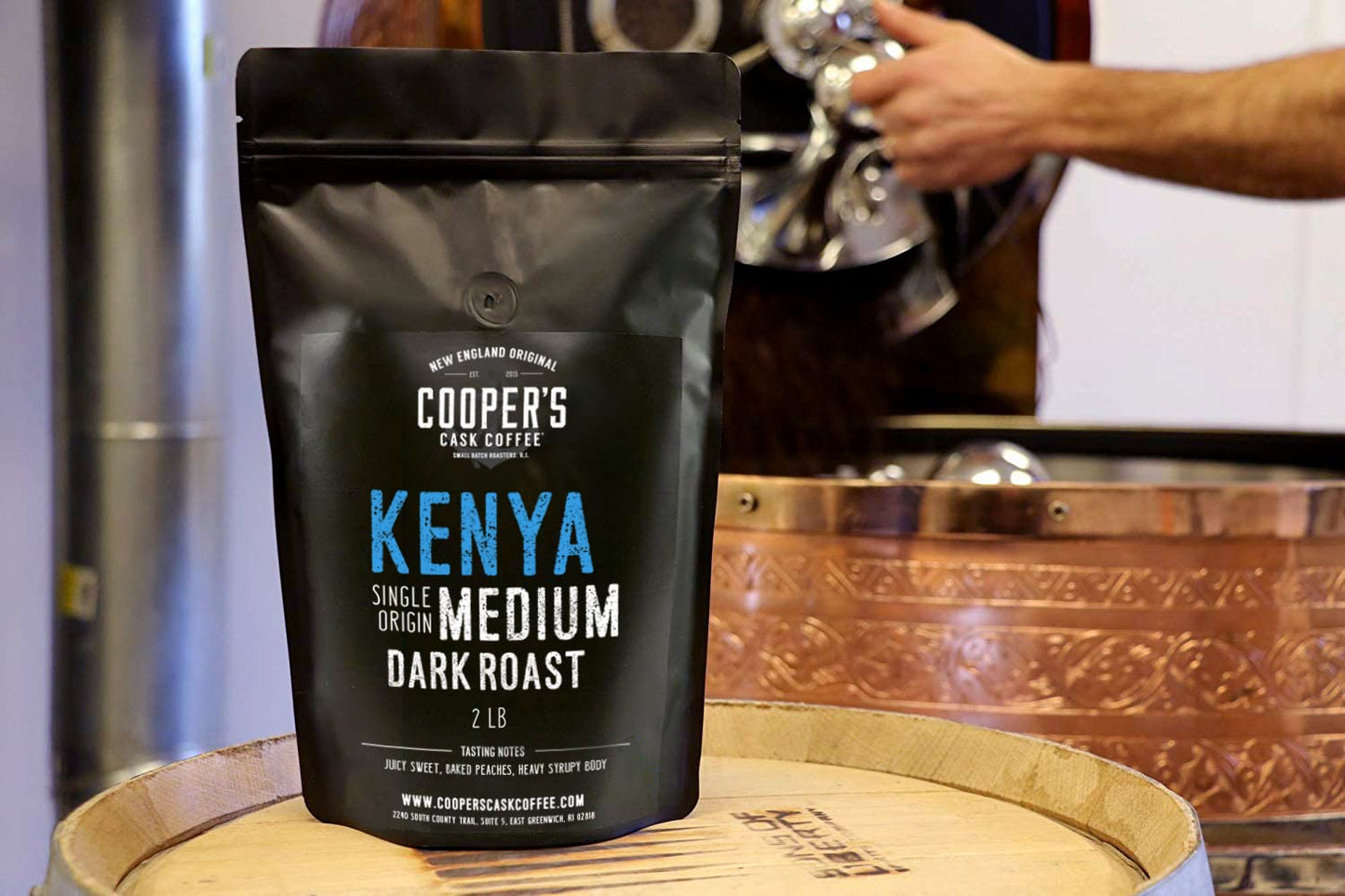 Coopers Cask Coffee Kenya AA Medium-Dark Roast Coffee Beans, Gourmet Whole Bean or Ground, 2lb Bag
