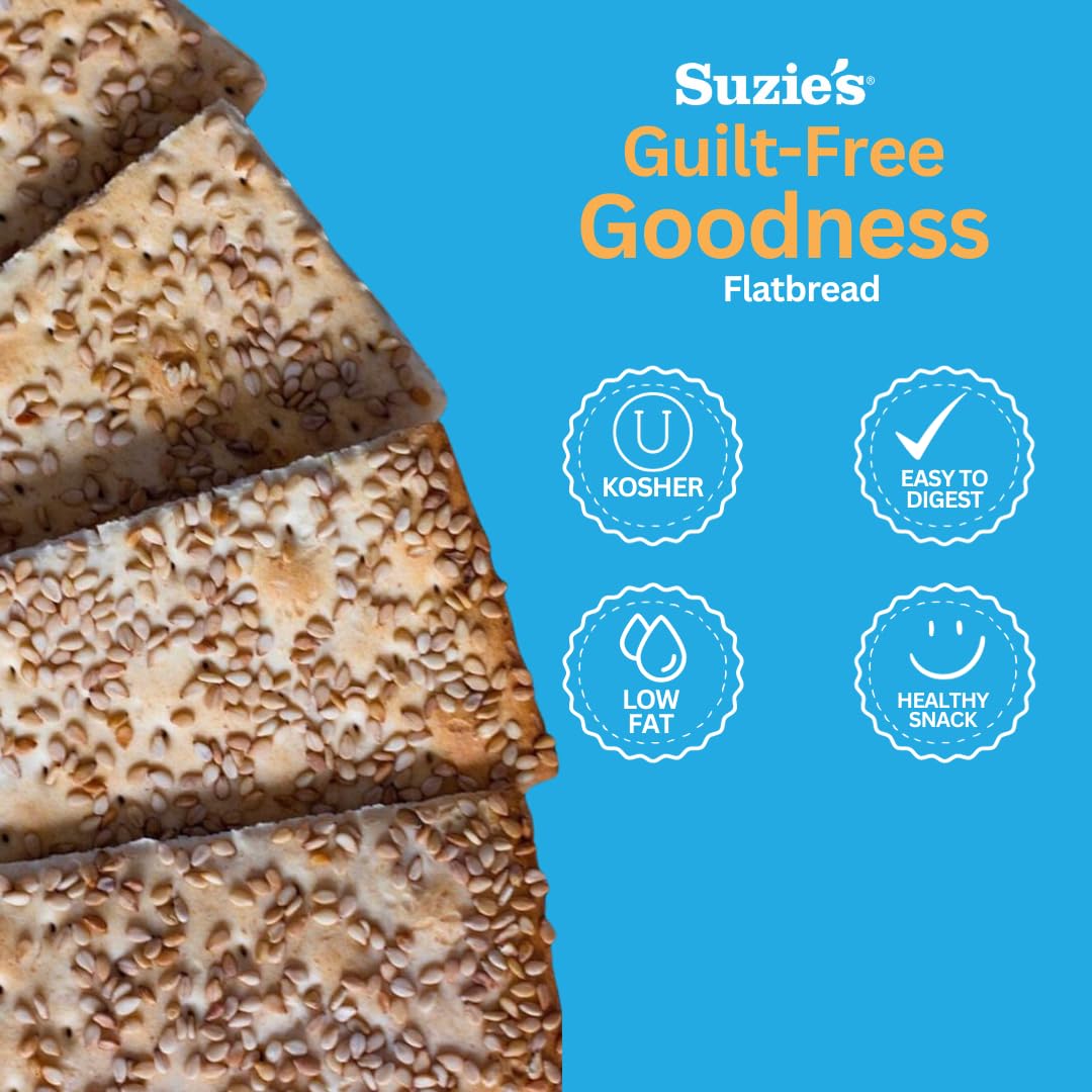 Suzies 7 Ancient Grain Flatbread Crackers| Pack of 12 | Low-Fat & Vegan, Kosher, Whoelgrain | Healthy Snack Option | 4.5 oz eac