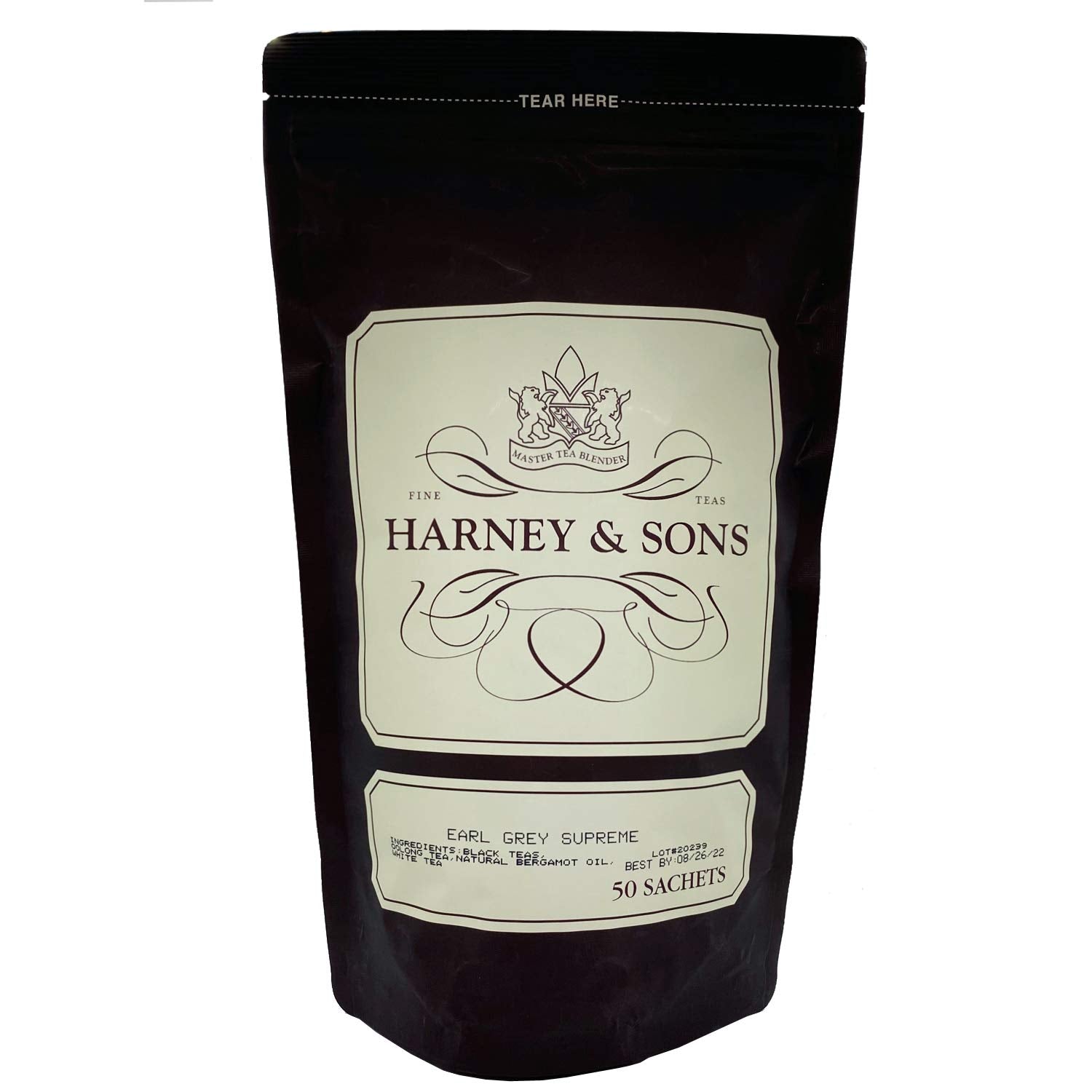 Harney & Sons Earl Grey Supreme Tea - 50 Sachets, Deep Red, Model 50506