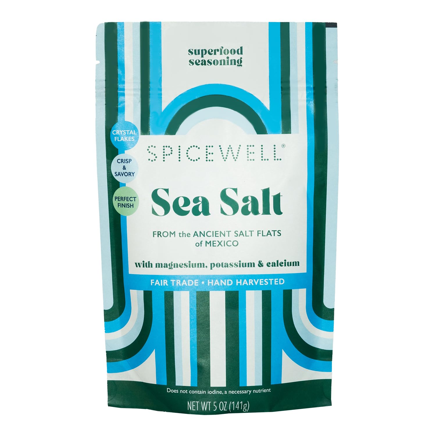 Spicewell Sea Salt Pouch - Artisanal Hand-Harvested, High in Electrolytes, Magnesium, Potassium & Calcium, Plastic Tarp Free, No