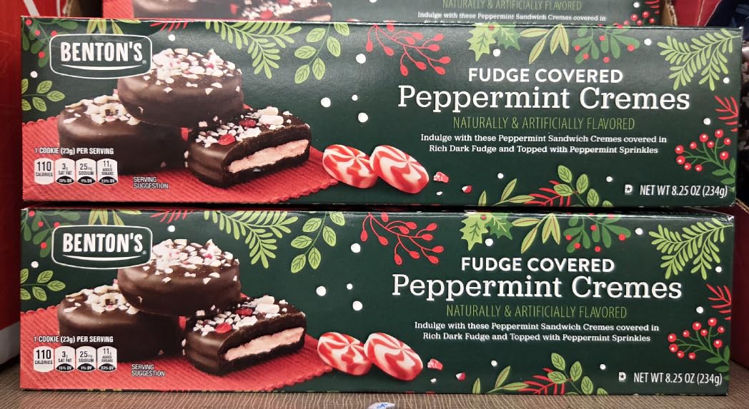 Bentons Fudge Covered Peppermint Cremes 8.25oz 234g (Two Boxes)