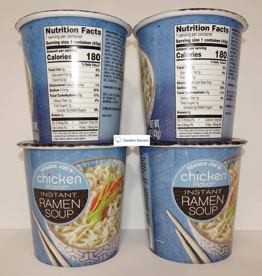 Trader Joeas Chicken Flavor Instant Ramen Soup 1.5Oz 43G (Four Cups)