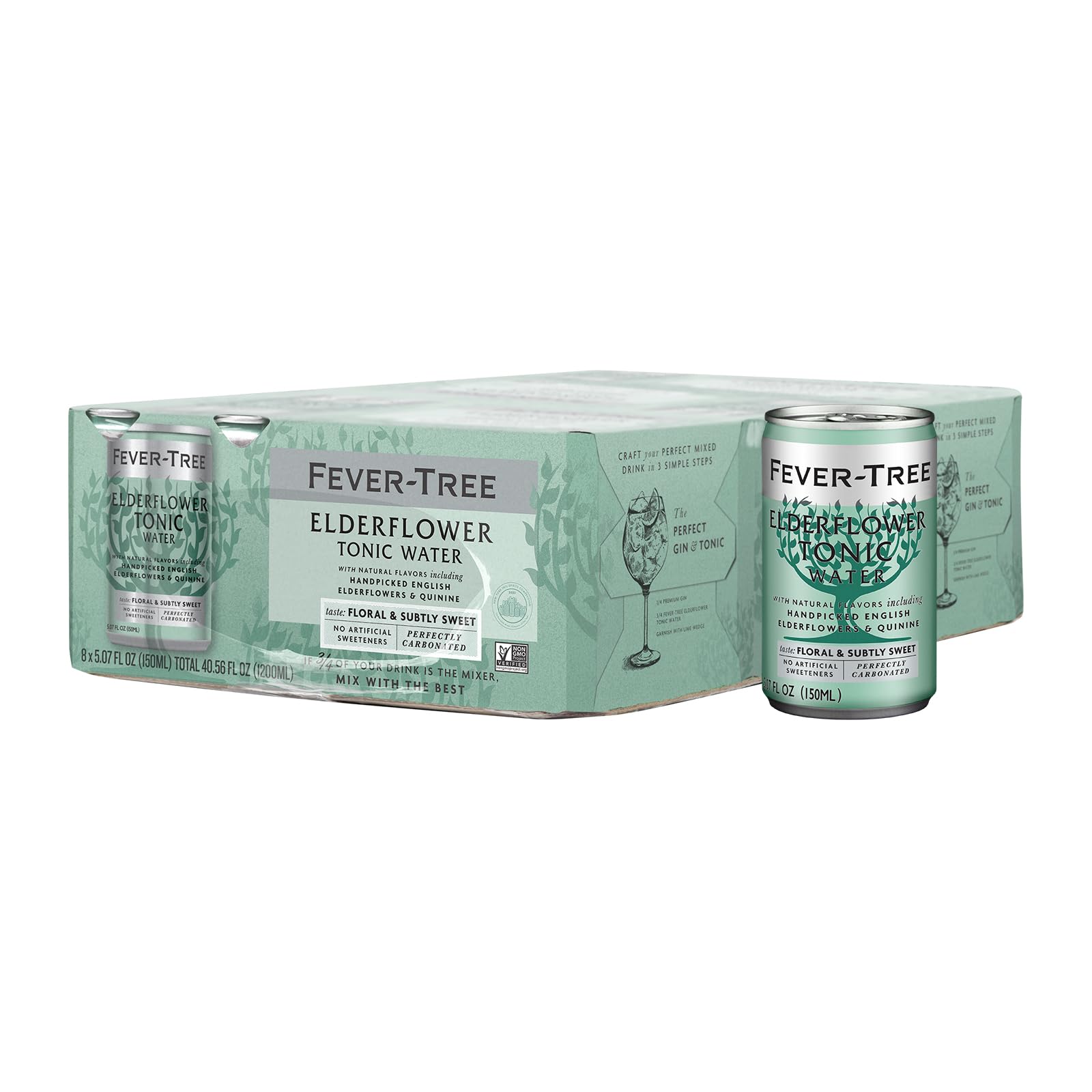 Fever Tree Elderflower Tonic Water - Premium Quality Mixer - Refreshing Beverage for Cocktails & Mocktails. Naturally Sourced In