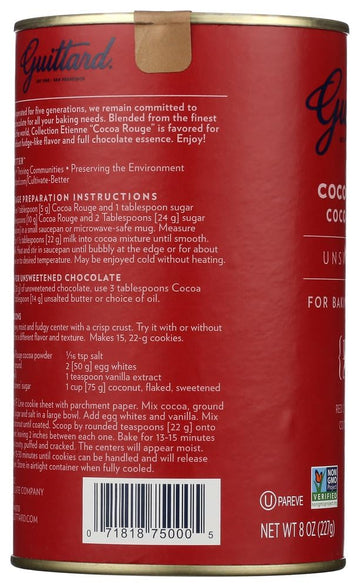 E Guittard Cocoa Powder, Unsweetened Rouge Red Dutch Process Cocoa, 8Oz Can - Pack Of 2