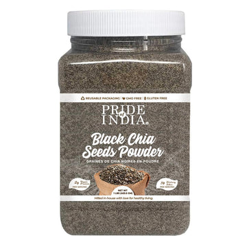 Pride Of India Premium Black Chia Seeds Powder, 1 lbs (454 gm), Mild Nutty Flavor, Freshly Milled for Baking and Thickening