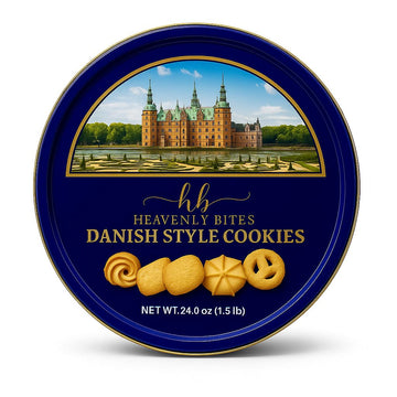 Heavenly Bites Danish Style Butter Cookies in Metal Tin - 24 Oz