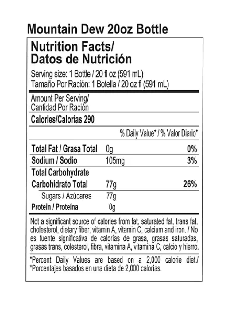 Mountain Dew Soda, 20 Fl Oz (Pack Of 24)