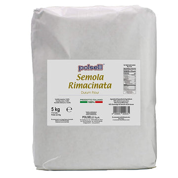Italian Semola Flour, 11 Lbs (5 Kg), Fine Ground Semolina Rimachinata For Fresh Pasta, Bread, Grano Duro, Product Of Italy, Duru