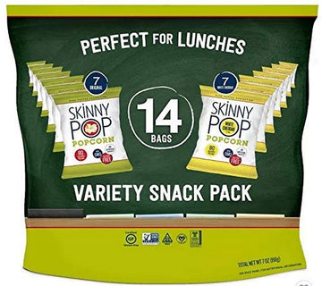 SkinnyPop Cheddar & Original Popcorn Variety Snack Pack, 0.5 Ounce (Pack of 14), Individual Snack Sized Bags, Skinny Pop, Health