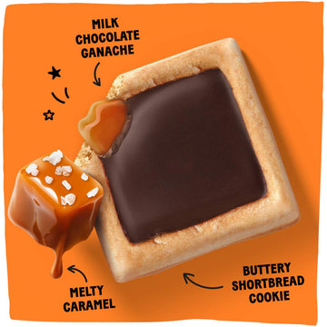 Michel Et Augustin Cookies, Individually Wrapped Snacks Gift Box, Milk Chocolate & Caramel Shortbread Cookie Bars, 18-Pack, 4 Fr
