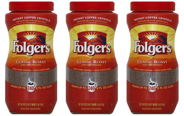 Folgers Classic Roast Instant Coffee Crystals - 16 Oz (Pack Of 3)