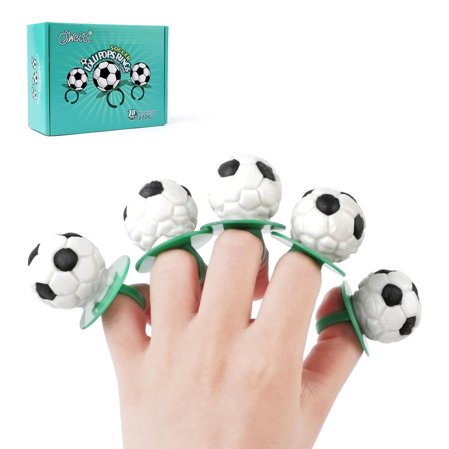 Soccer Ring Lollipops,Individually Wrapped Candy For Birthday Party Favors,Football Candy Lollipops Suckers,18 Count