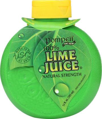Pompeii Juice Lime 100% - 1 Count Pack of 12 - Refreshing Lime Flavor