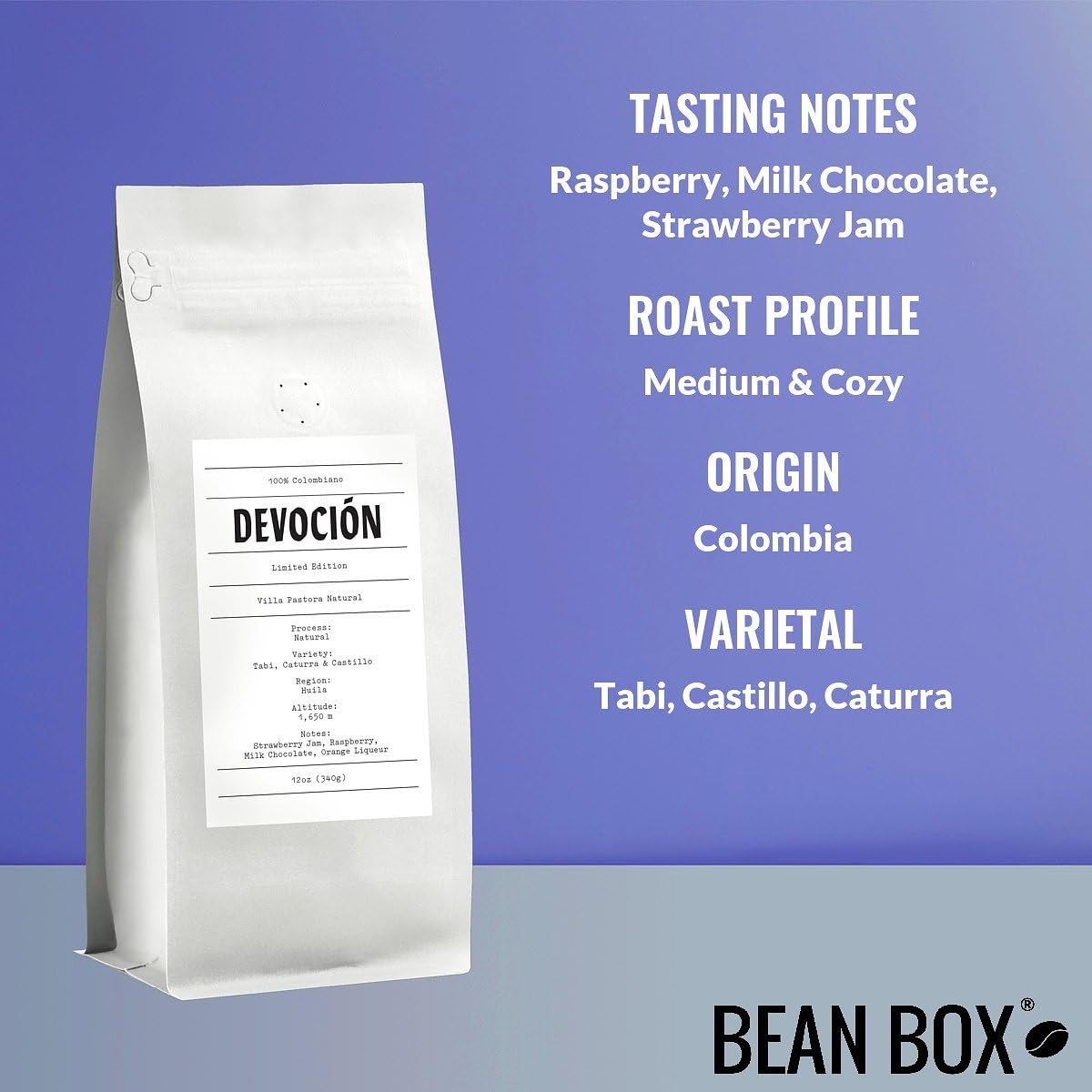Bean Box Villa Pastora Natural Whole Bean Coffee - 12 Ounce Bag