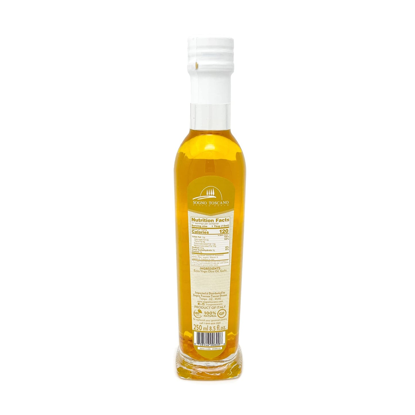 Sogno Toscano Garlic Oil, Extra Virgin Olive Oil, Natural Garlic Flavor, 8.45 fl oz