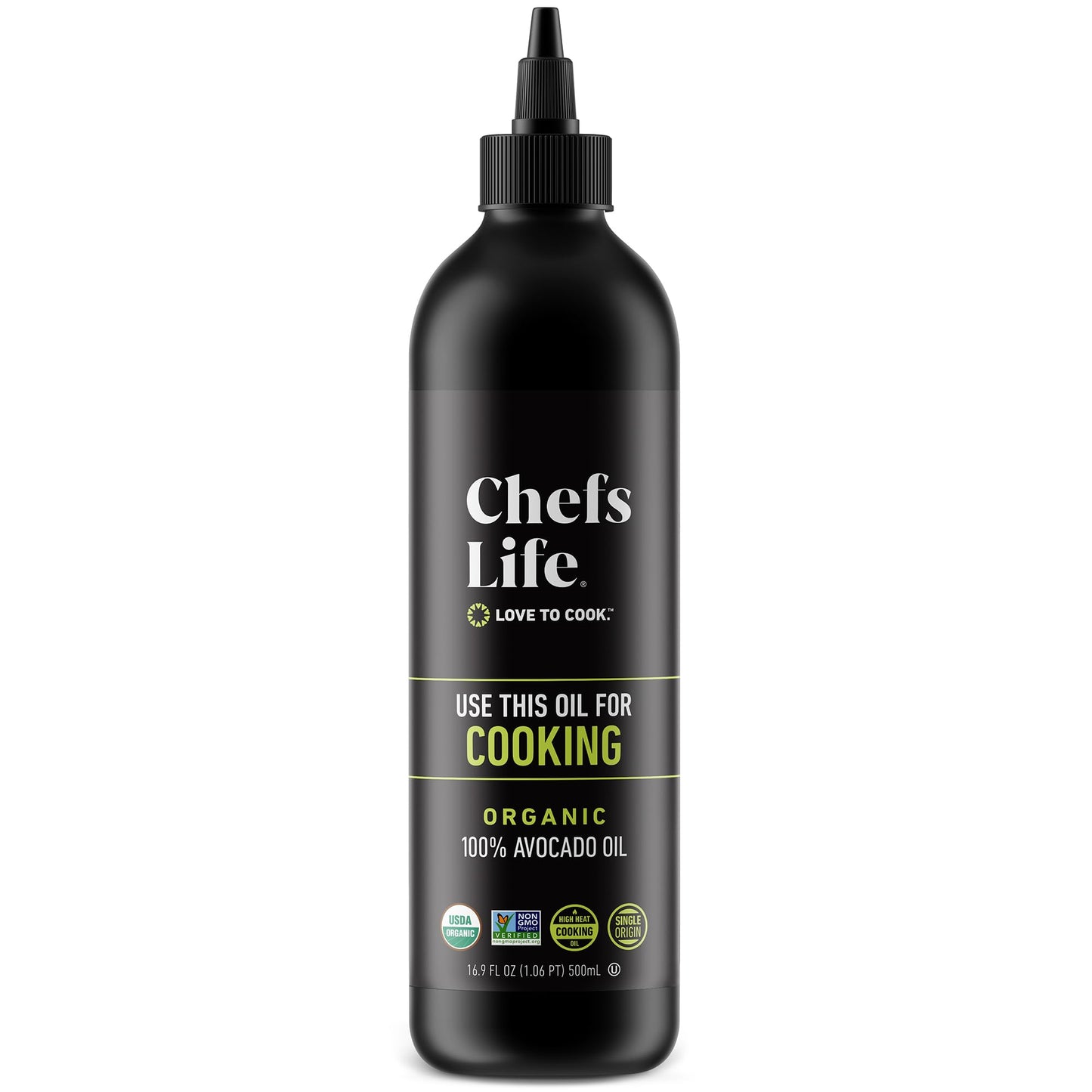 Chefs Life Organic Avocado Oil - 100% Pure, Non-GMO, 16.9 Fl Oz Squeezable Bottle