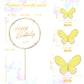 BHNKGZNA 13 Pieces Butterfly Cake Toppers, 3D Pink Gold Decorations, Yellow, for Birthday Party, Wedding, Baby Shower