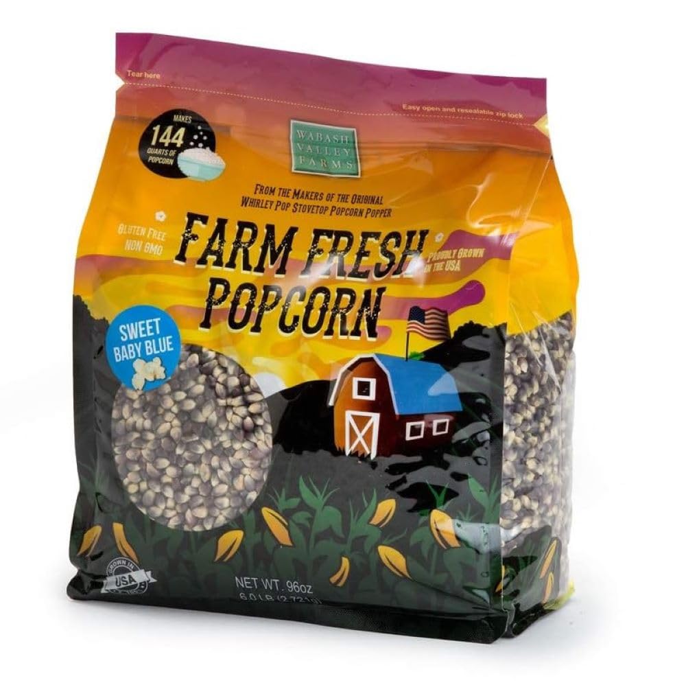 Wabash Valley Farms Popcorn Kernels - Sweet Baby Blue Kernels, Non-GMO Popping Corn (6 lb)