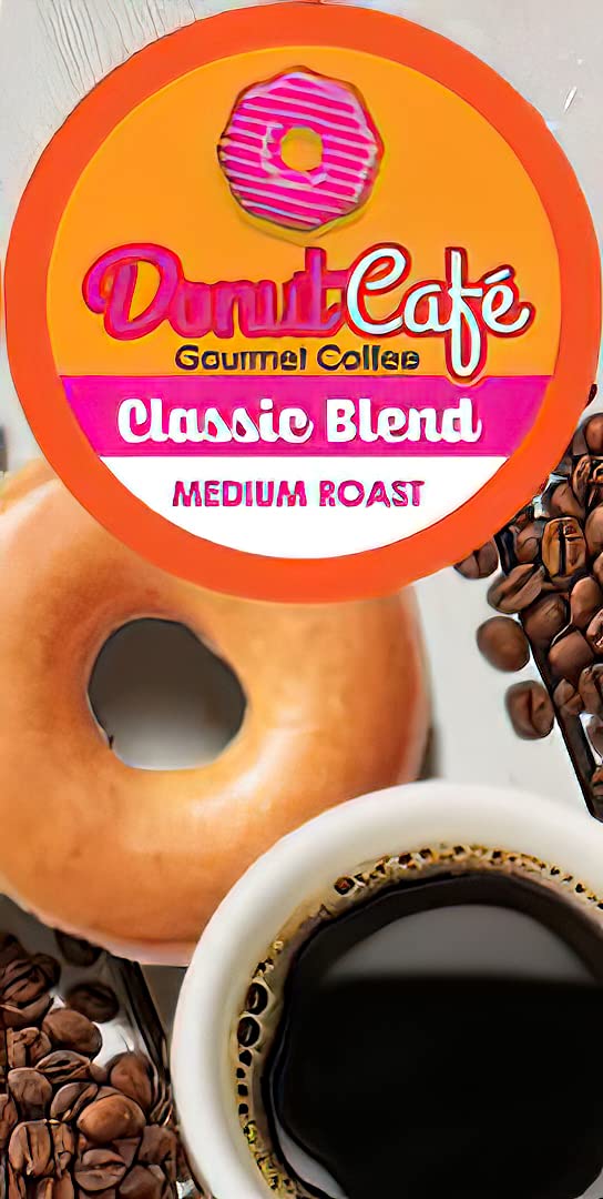 Donut Café - Coffee Gourmet Pods, Classic Blend, Medium Roast – Non-Gmo, Gluten Free – Compatible With Keurig K Cup Malt-Inspired – Smooth & Delicious – 80 Count