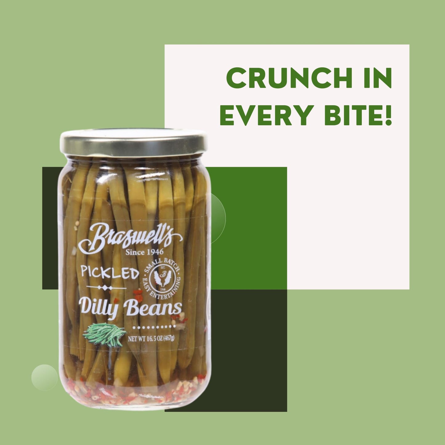 Braswells Pickled Dilly Beans - Crunchy, Flavorful Snack - 16 oz Jar