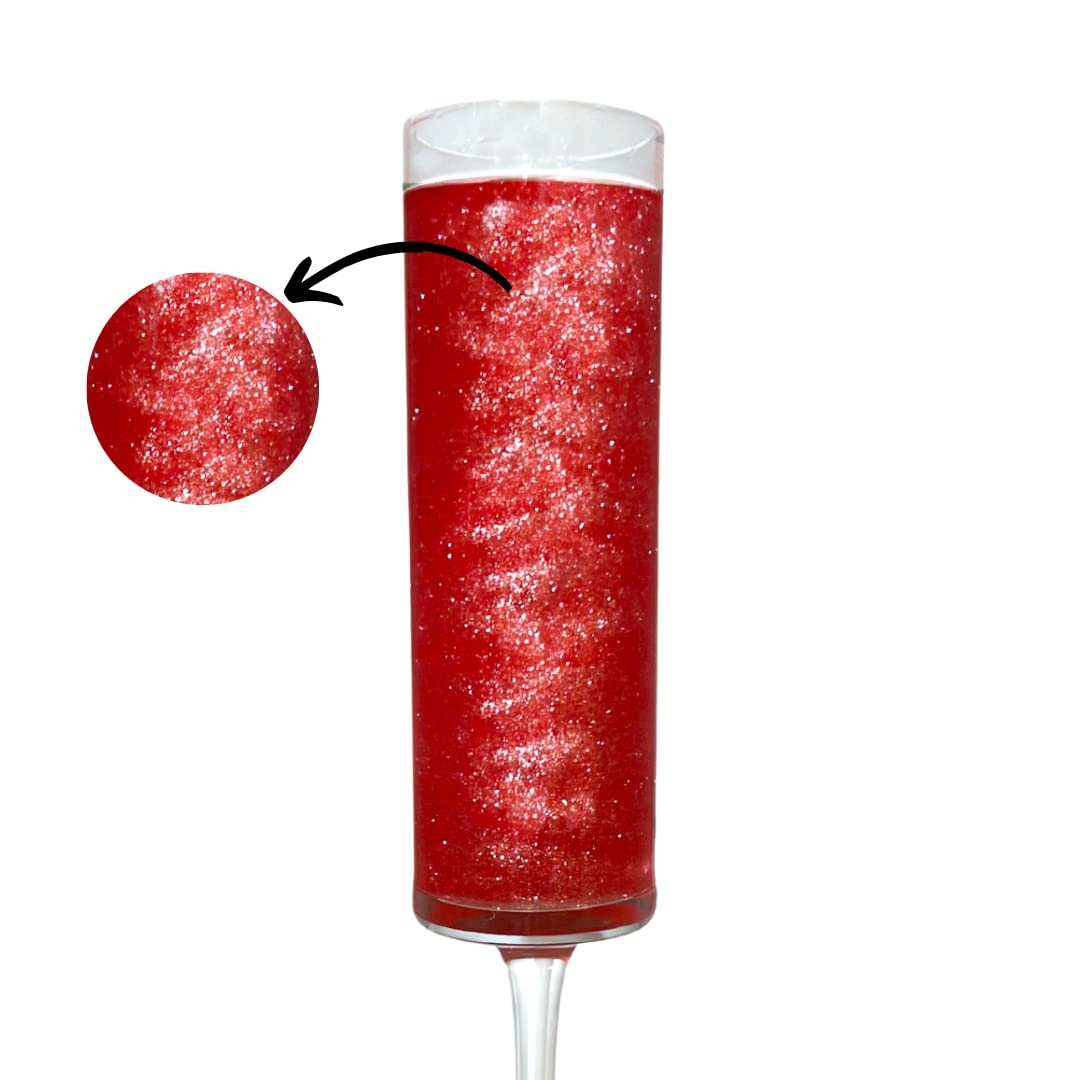 Sip And Shimmer Edible Glitter For Drinks – Drink Glitter For Cocktails, Wine, Champagne, Beverages – Food-Grade Cocktail Glitter Made In Usa – Kosher, Nut-Free, Gluten-Free – Red Drink Glitter