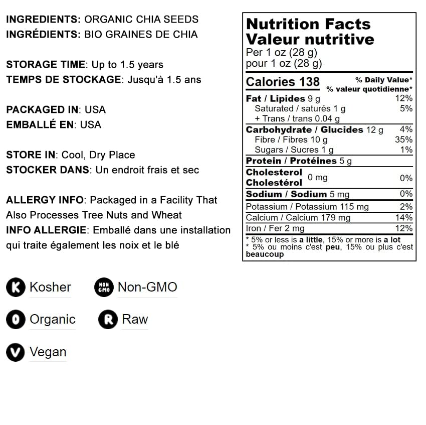 Organic Chia Seeds Powder, 8 Ounces - Non-Gmo Meal, Ground Raw Chia Seeds, Cold Milled, Kosher, Vegan, Bulk. Rich In Omega-3, Fi