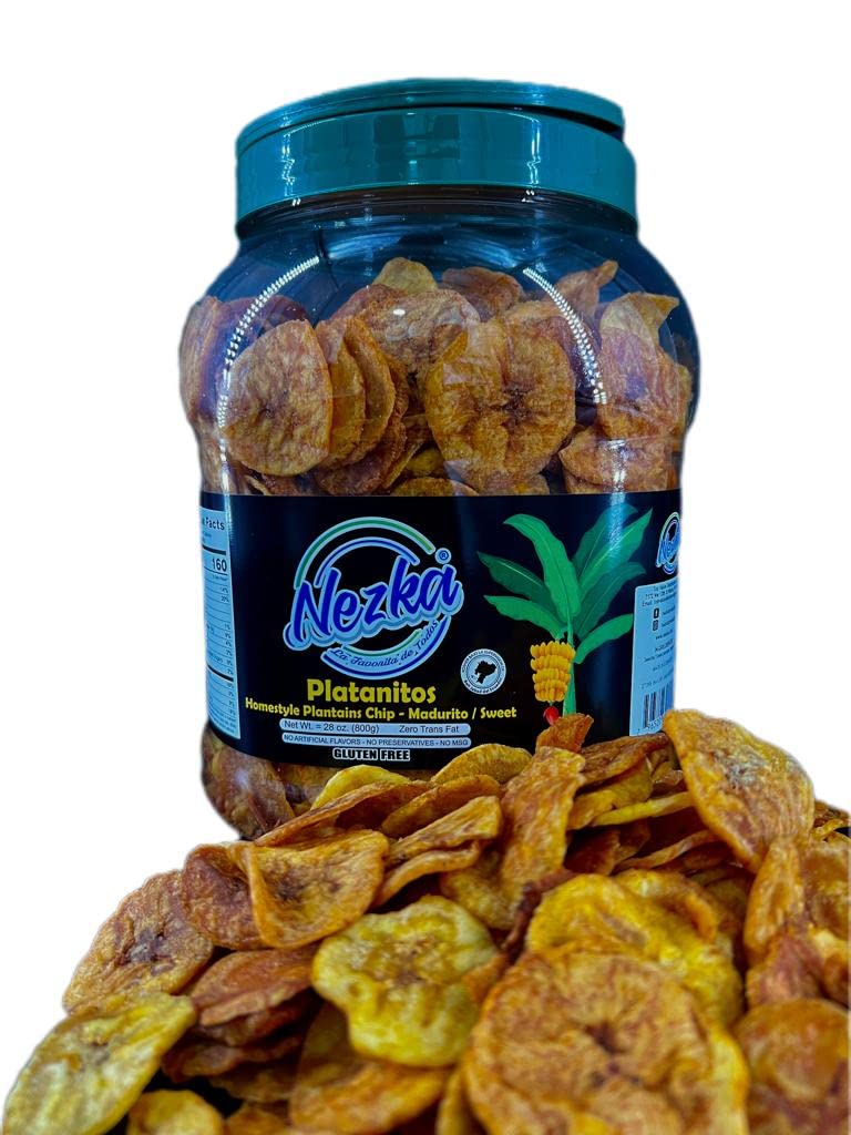 Nezka Sweet Plantain Chips - Delicious Crunchy Snacks And Side Dish - Jar Of 28 Oz