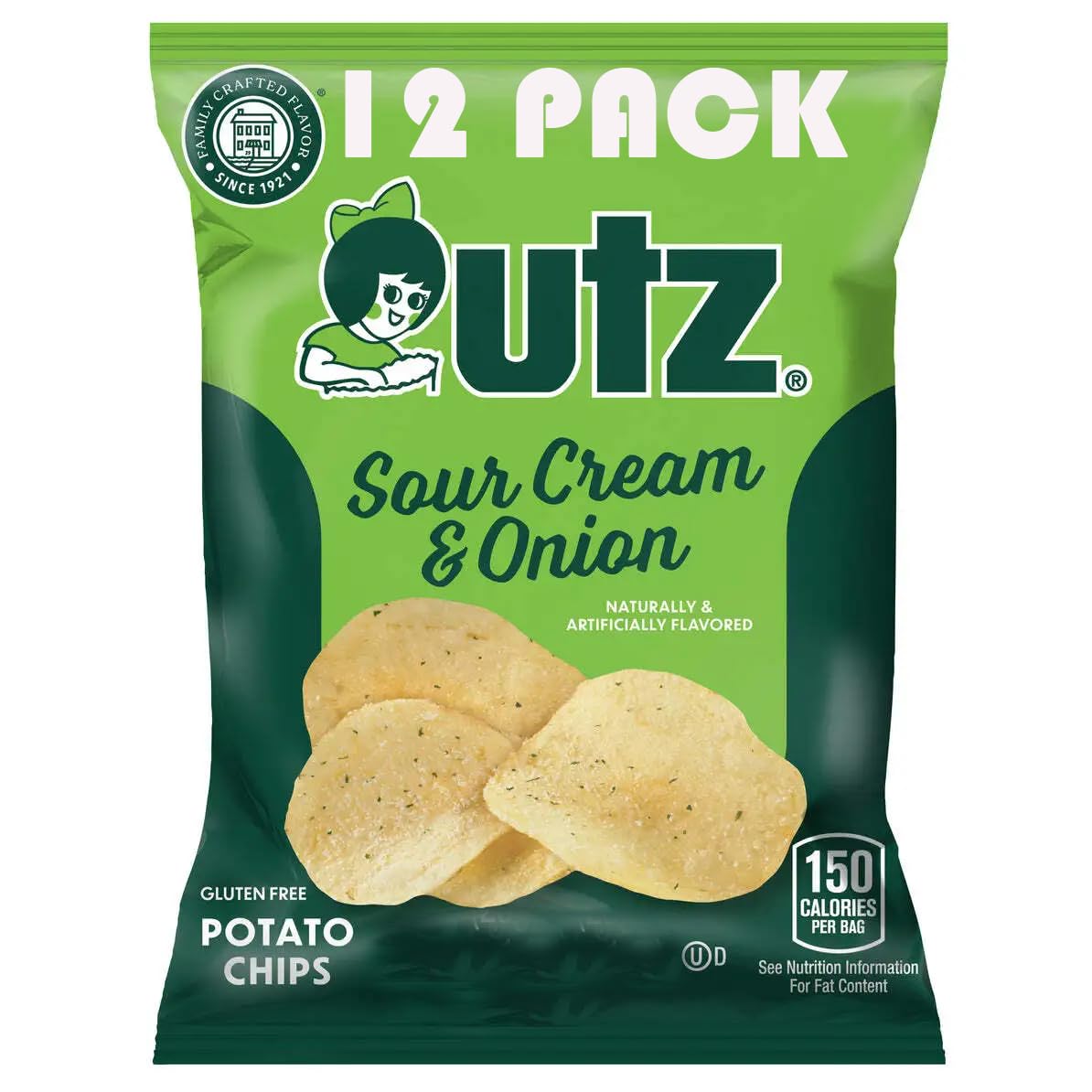Sour Cream And Onion Utz: Potato Chips Snack Bags – 1.5 Oz Each [Pack Of 12] – Superdeals Value Bundle With Mystery Gift