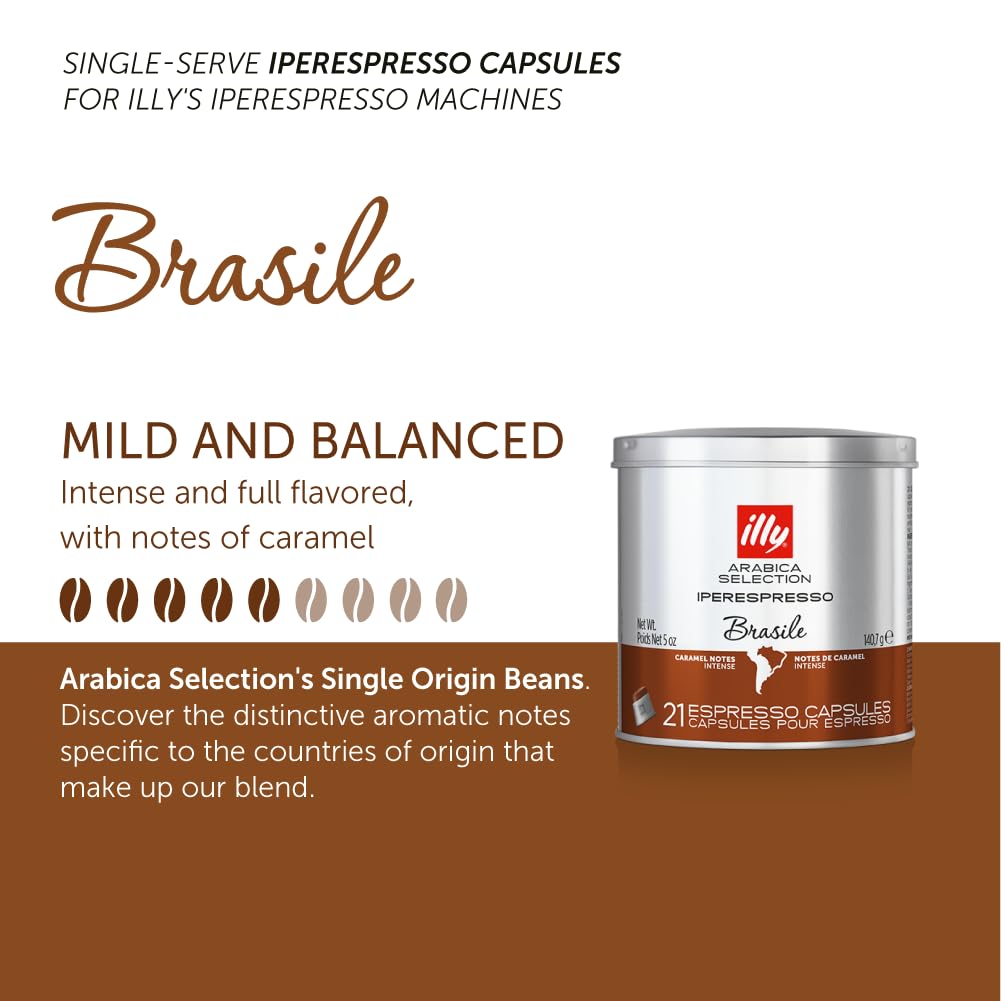 illy Coffee iperEspresso compact pieces - Brasile Single Origin Bold Roast - 21 Count