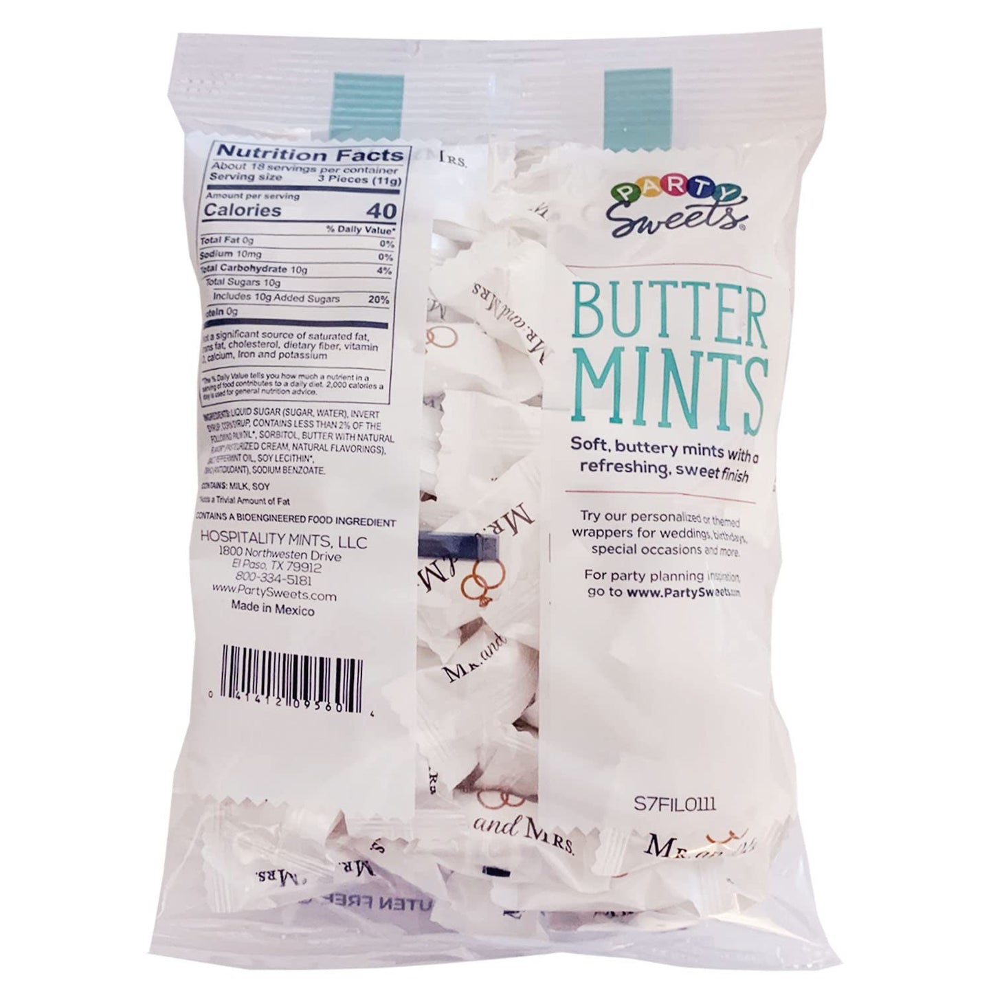 Party Sweets By Hospitality Mints Mr. & Mrs. Buttermints, 7-Ounce Bags (Pack Of 6)