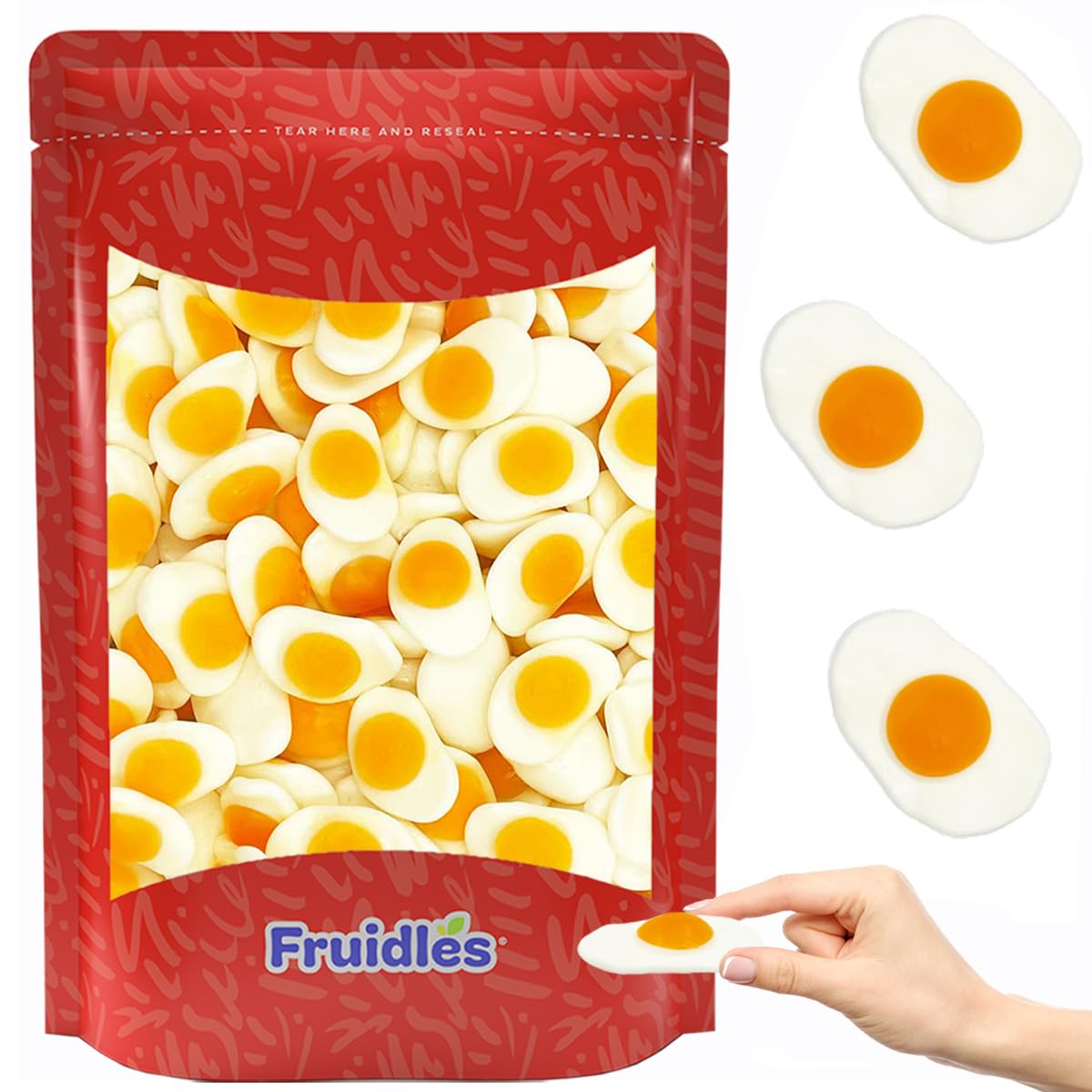 Fruidles Mini Fried Egg Gummi, Omelet Candy, Delicious Fruit Flavors Gummies (1 Pound)