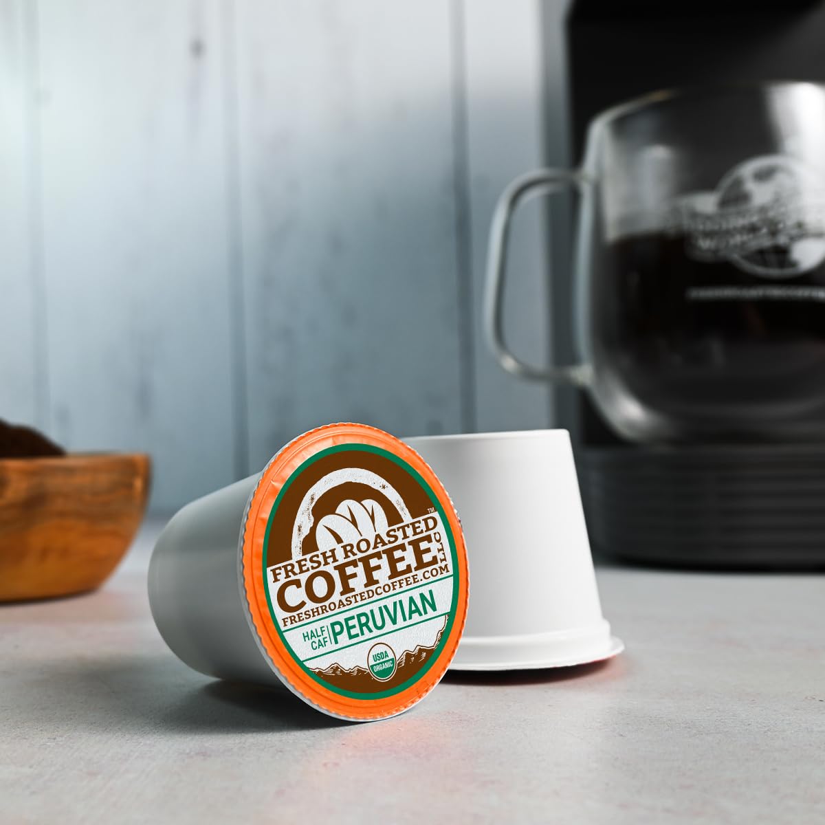 Fresh Roasted Coffee Half-Caf Variety Pack, Organic, Kosher, K-Cup Compatible, 96 Pods