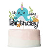 Bekaterea Narwhal Cake Topper, Blue Ocean Themed Birthday Decor, 1 Count
