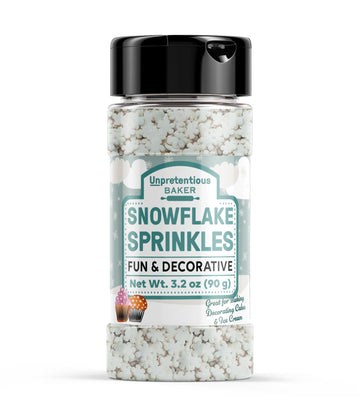 Unpretentious Snowflake Sprinkles, 3.2 oz, Cake & Cookie Decorations, Light & Fun, Winter Shapes