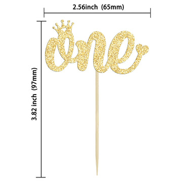 Gyufise 24 Pack One Cupcake Toppers Gold Glitter First Birthday Decorations For Kids Boy Girl First Birthday Party Decoration Supplies