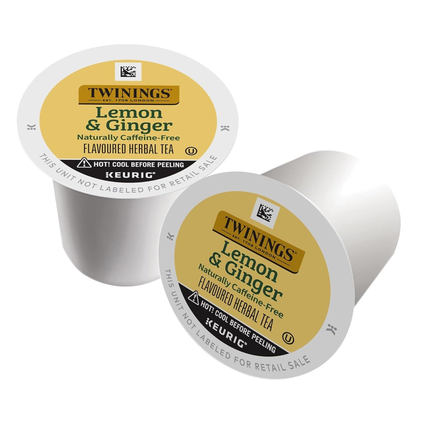 Twinings Lemon & Ginger Herbal Tea K-Cup Pods, Naturally Caffeine-Free, 24 Count (Pack of 2), Yellow