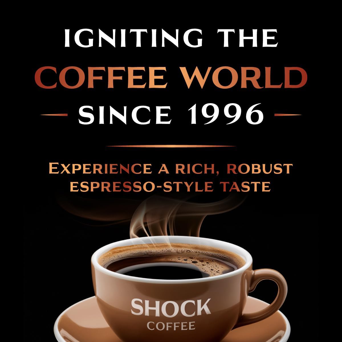 Shock Coffee Espresso Single Serve Cups - Extra High Caffeine, Medium Dark Roast, 10 Count