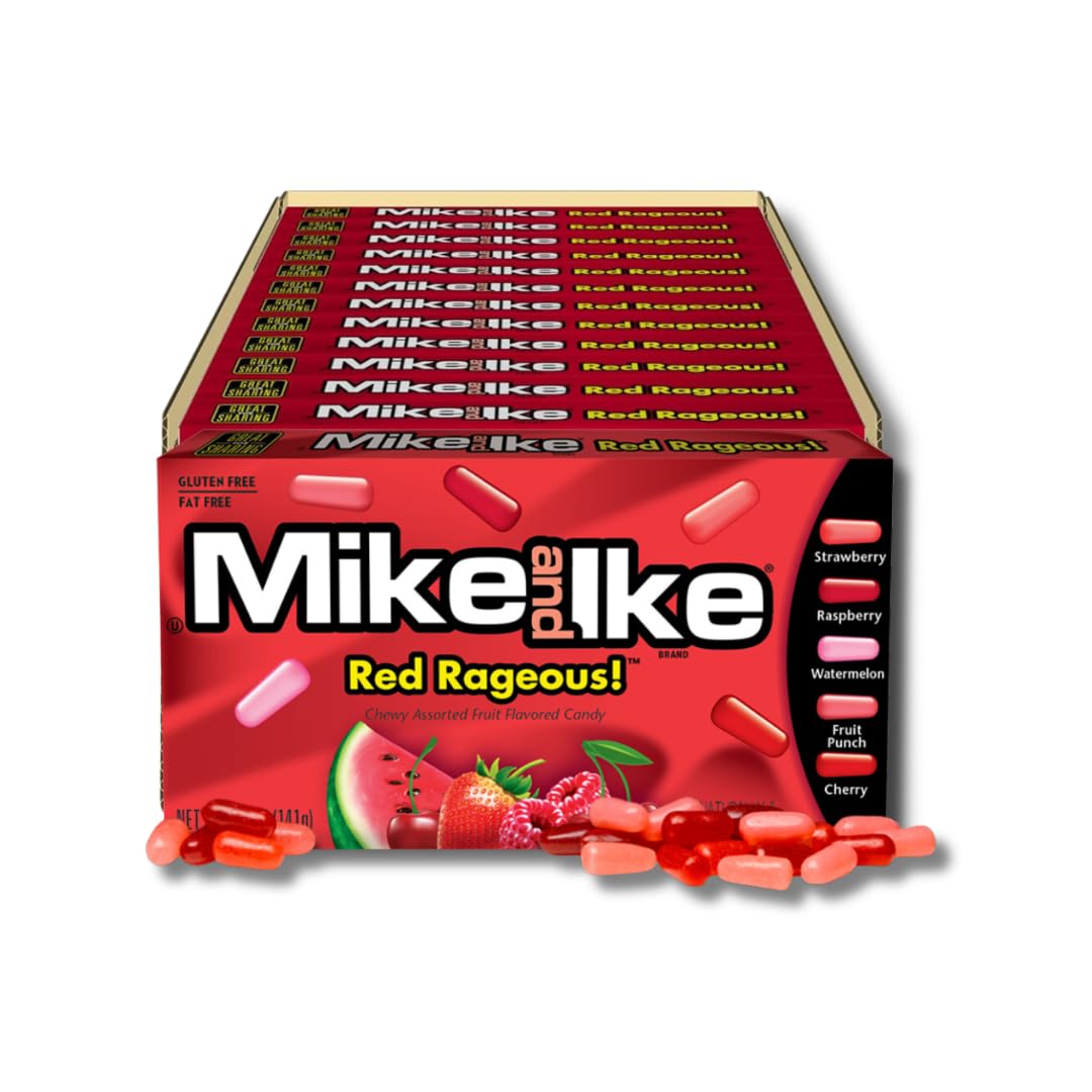 Mike & Ike Red Rageous - Gift Pack Of 12  4.25 Oz Theatre Boxes By LyzaS Sweets & Treats