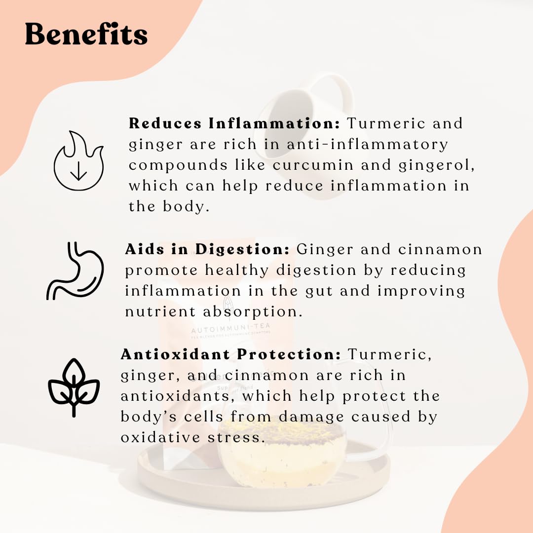Autoimmuni-Tea Organic Turmeric Ginger Tea - AIP Diet, Whole 30, Paleo Friendly, 15 Count, Gluten-Free, Herbal Blend