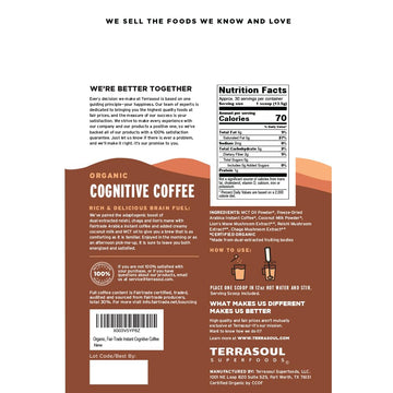 Terrasoul Superfoods Organic Cognitive Mushroom Coffee, 30 Servings, 14.29 Oz, Energize Your Morning And Boost Focus With Powerf