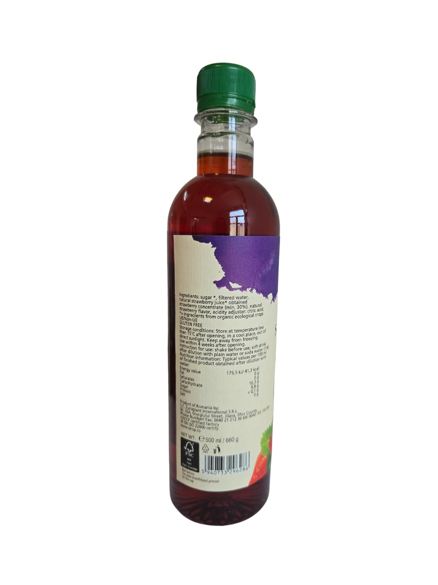 DROP Pure Organic Strawberry Flavor Bio Syrup-16.9oz (500ml), Natural 30% Concentrate Fruit Syrups,Great For Cocktails,Bevarages