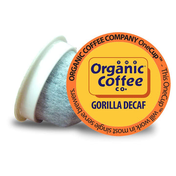 The Organic Coffee Co. Compostable Coffee Pods - Gorilla Decaf (80 Ct) K Cup Compatible Including Keurig 2.0, Medium Roast, Swis