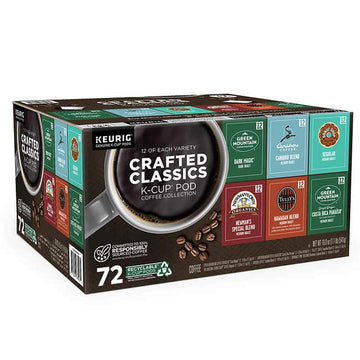 Keurig Crafted Classics Coffee K-Cups Pods 6 Variety Collection Med Roast, Chocolate, 72 Count