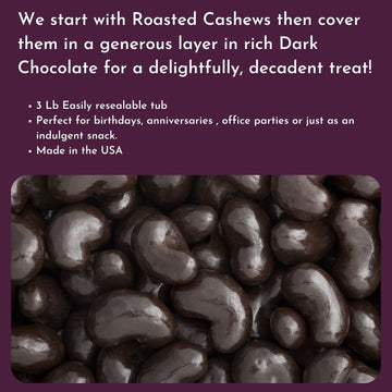 Wincrest Dark Chocolate Cashews (3 Lb Tub)