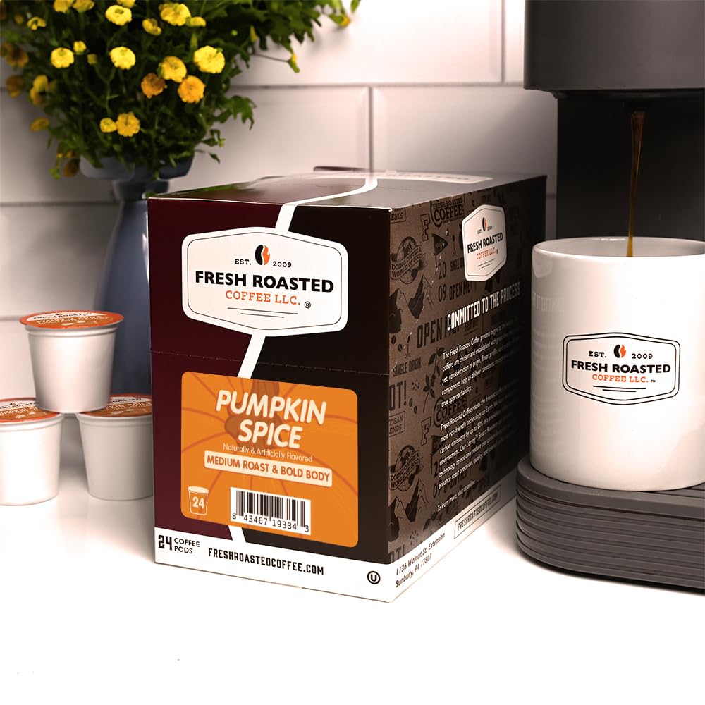Fresh Roasted Coffee Pumpkin Spice Flavored K-Cup Compatible Coffee Pods 24 Count