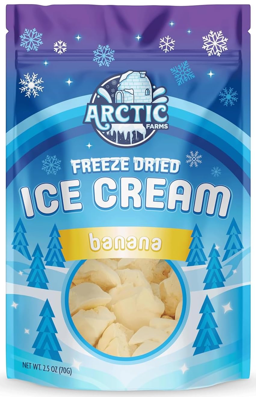 Arctic Farms Freeze Dried Ice Cream Bits Bagged And Boxed - Does Not Melt (Banana)