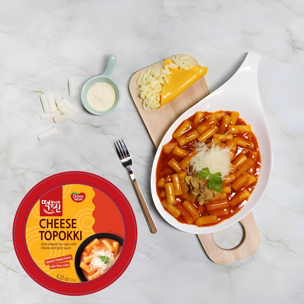 [Dongwon] Authentic Korean Rice Cake Topokki with Creamy Cheese Flavor | Popular Korean Street Food | Easy to Prepare | Deliciou
